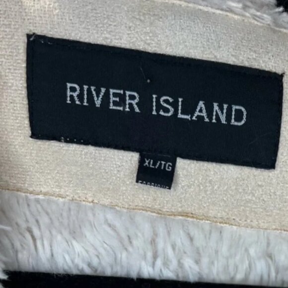 River Island Suedette Borg Lined Waterfall Open Jacket -XL in Cream -Stock Photo - Picture 4 of 7
